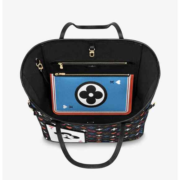 Louis Vuitton Game On Neverfull MM Black Red Heart Tote Top Handle Shoulder Bag - Picture 10 of 13